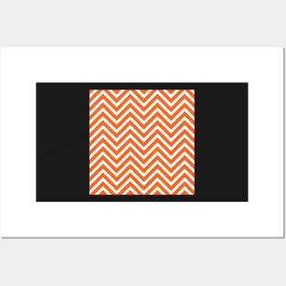 Orange and White Chevron Pattern Posters and Art